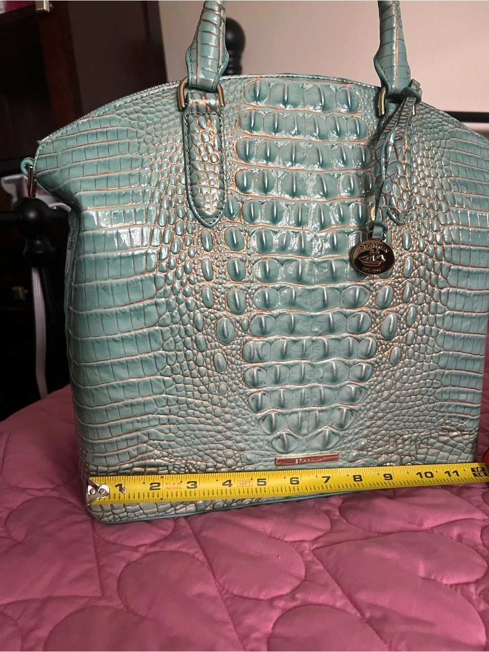 NWT-Brahmin Turquoise Croc-Embossed Leather Tote